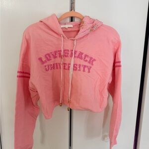 LoveShackFancy Pink Cropped Hoodie